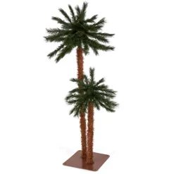 Pre-Lit Christmas Trees*The Holiday Aisle Home Heritage 5' And 3' Prelit Artificial Double Christmas Palm Trees 150 Lights