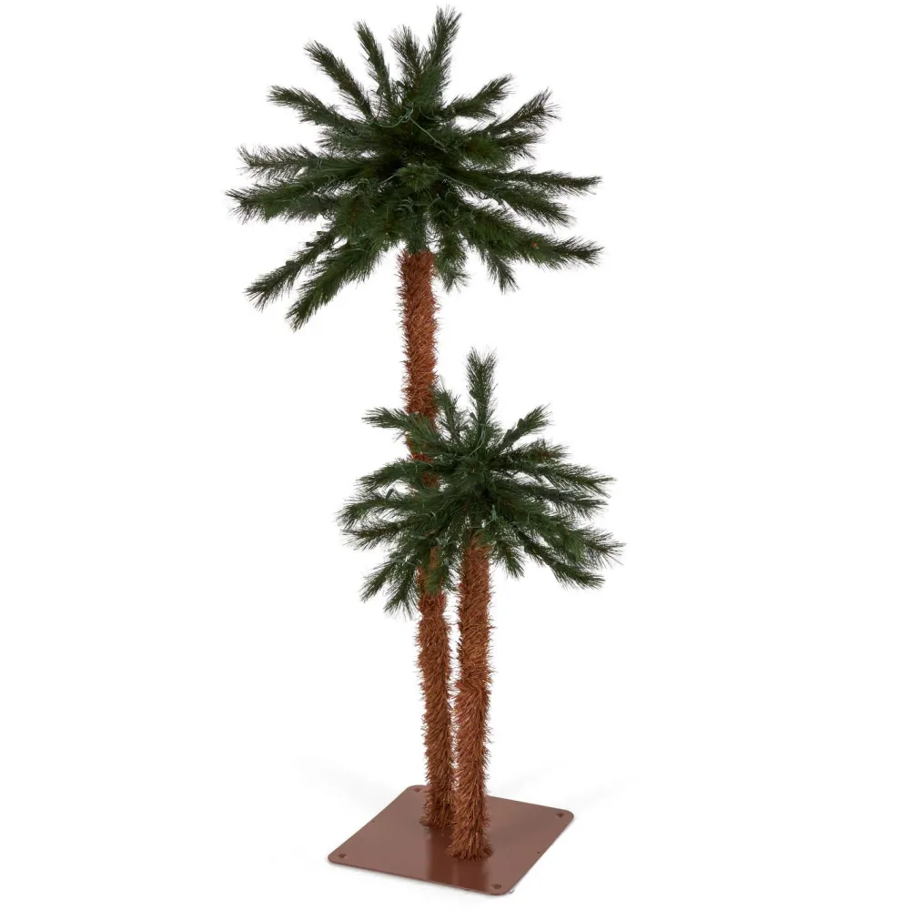 Pre-Lit Christmas Trees*The Holiday Aisle Home Heritage 5' And 3' Prelit Artificial Double Christmas Palm Trees 150 Lights