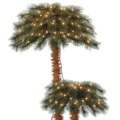 Pre-Lit Christmas Trees*The Holiday Aisle Home Heritage 5' And 3' Prelit Artificial Double Christmas Palm Trees 150 Lights