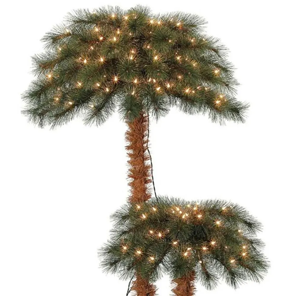 Pre-Lit Christmas Trees*The Holiday Aisle Home Heritage 5' And 3' Prelit Artificial Double Christmas Palm Trees 150 Lights