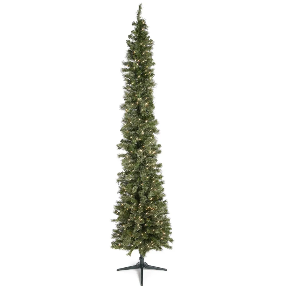 Pre-Lit Christmas Trees*The Holiday Aisle Home Heritage 9 Ft Pencil Pine Prelit Artificial Christmas Tree 500 Clear Lights