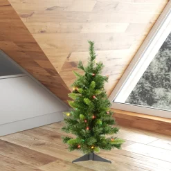 Pre-Lit Christmas Trees*The Holiday Aisle Imperial Pine 30" Pine Green Artificial Christmas Tree With 50 Multi-Colored Lights