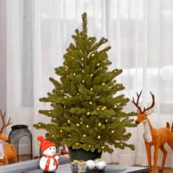 Pre-Lit Christmas Trees*Andover Mills Kiara 36" H Green Artificial Christmas Tree With 100 Lights