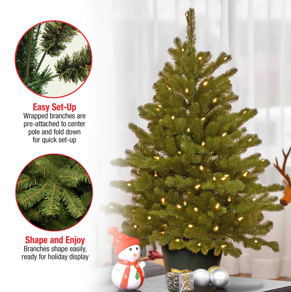 Pre-Lit Christmas Trees*Andover Mills Kiara 36" H Green Artificial Christmas Tree With 100 Lights