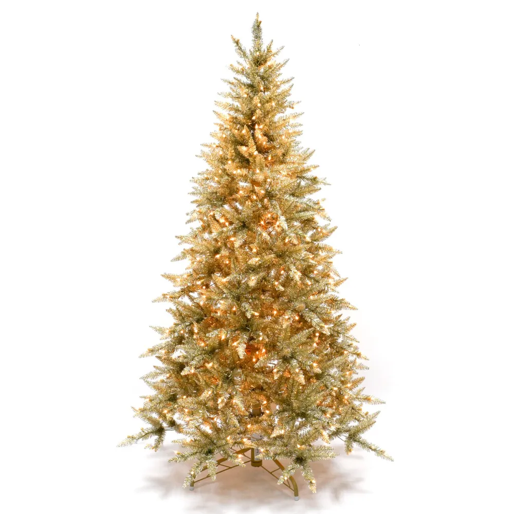 Pre-Lit Christmas Trees*Martha Stewart Gold Artificial Christmas Tree With Clear/White Lights