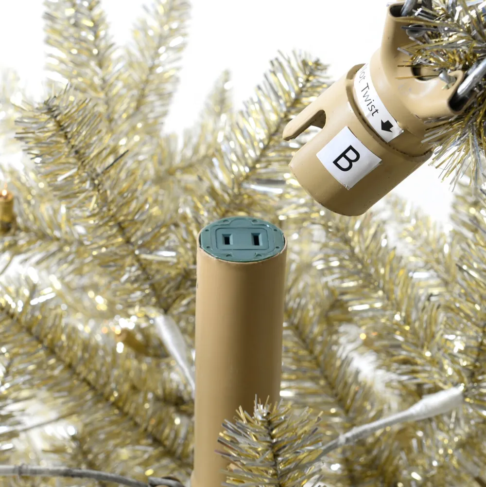 Pre-Lit Christmas Trees*Martha Stewart Gold Artificial Christmas Tree With Clear/White Lights