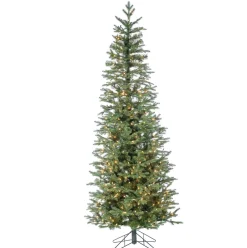 Pre-Lit Christmas Trees*The Holiday Aisle Natcut Narrow Jackson 6' Green Pine Artificial Christmas Tree With Clear/White Lights