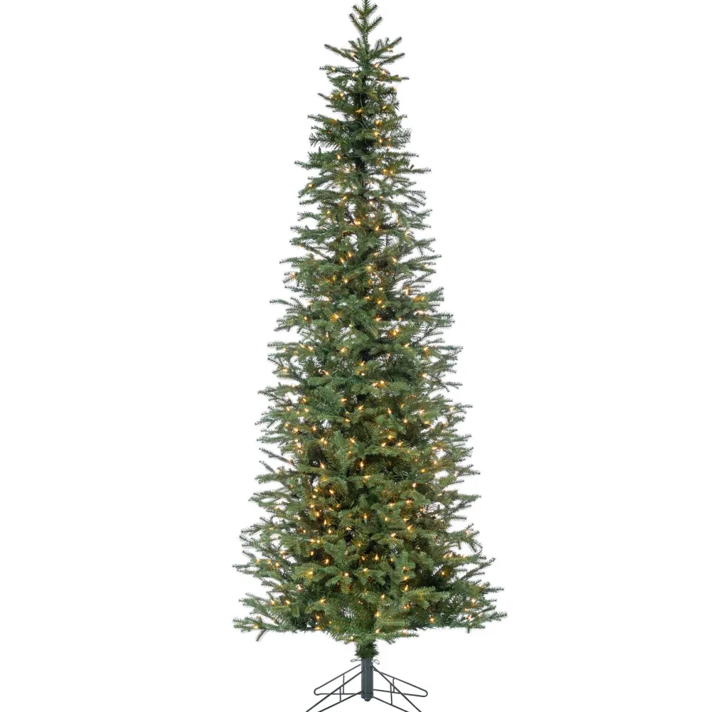 Pre-Lit Christmas Trees*The Holiday Aisle Natcut Narrow Jackson 6' Green Pine Artificial Christmas Tree With Clear/White Lights