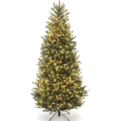 Pre-Lit Christmas Trees*Red Barrel Studio Natural Fraser Fir Lighted Artificial Fraser Fir Christmas Tree - Stand Included