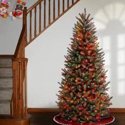Pre-Lit Christmas Trees*Red Barrel Studio Natural Fraser Fir Lighted Artificial Fraser Fir Christmas Tree - Stand Included