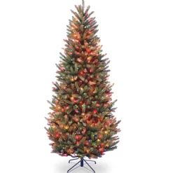 Pre-Lit Christmas Trees*Red Barrel Studio Natural Fraser Fir Lighted Artificial Fraser Fir Christmas Tree - Stand Included