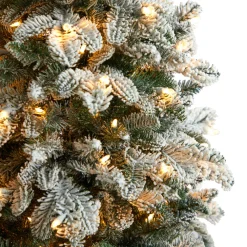 Pre-Lit Christmas Trees*The Holiday Aisle North Carolina 8' Flocked Fir Artificial Christmas Tree With 650 Clear/White Light