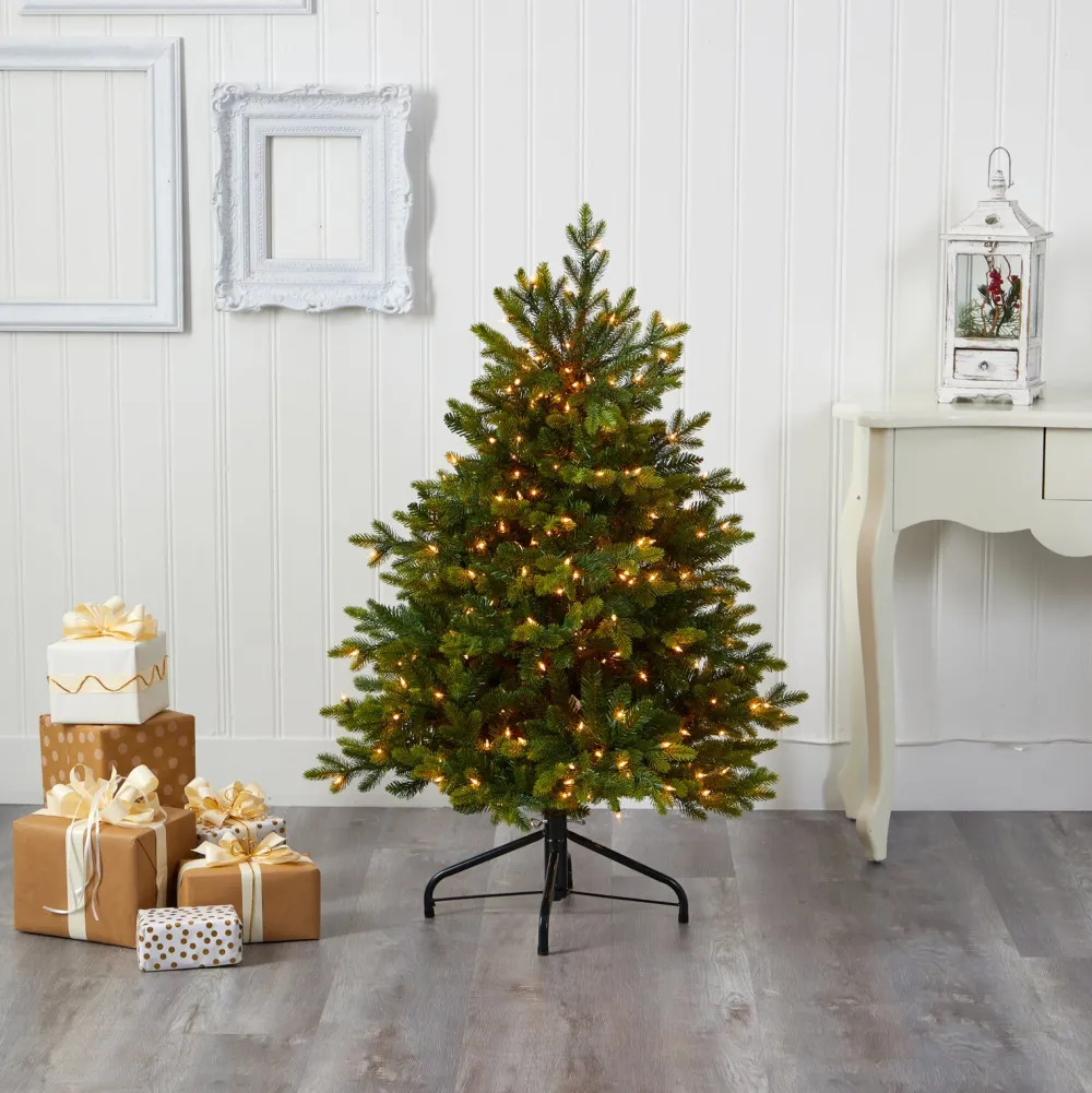 Pre-Lit Christmas Trees*The Holiday Aisle North Carolina 7' Green Fir Artificial Christmas Tree With 550 Colored And Clear Lights