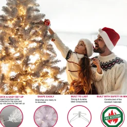 Pre-Lit Christmas Trees*The Holiday Aisle Northern Artificial White Fir Trees Christmas Tree With Clear/White Lights