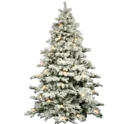 Pre-Lit Christmas Trees*Mercury Row Oakman 9' H Extra Full White/Green Artificial Spruce Christmas Tree With 950 Incandescent Lights
