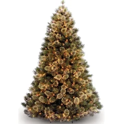 Pre-Lit Christmas Trees*The Holiday Aisle Omorodion 7.5' Green Spruce Artificial Christmas Tree With 1000 Clear/White Lights