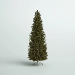 Pre-Lit Christmas Trees*Mercury Row Omusa 6.5' Slender Green Realistic Artificial Fir Christmas Tree With 300 Led Color Changing/Combination Lights