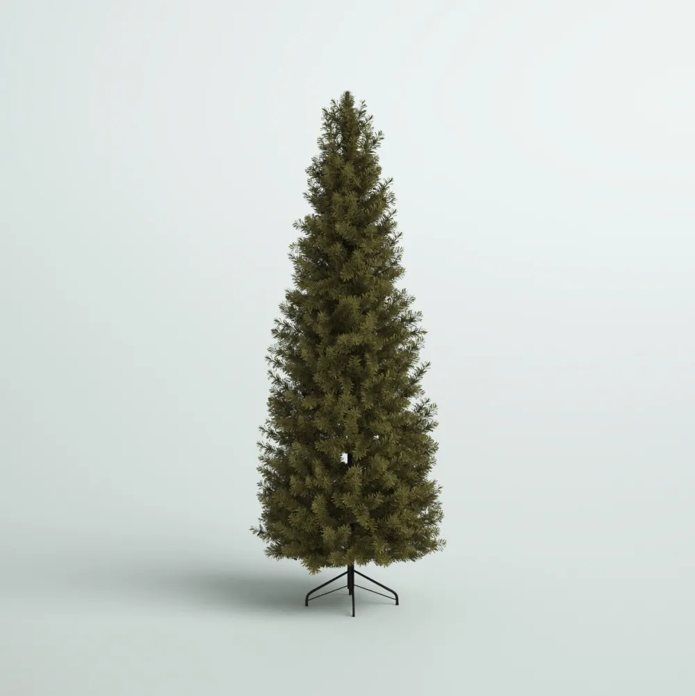 Pre-Lit Christmas Trees*Mercury Row Omusa 6.5' Slender Green Realistic Artificial Fir Christmas Tree With 300 Led Color Changing/Combination Lights