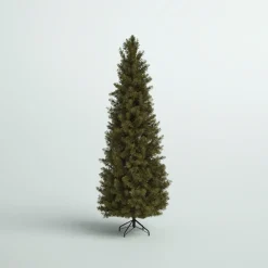 Pre-Lit Christmas Trees*Mercury Row Omusa 6.5' Slender Green Realistic Artificial Fir Christmas Tree With 300 Led Color Changing/Combination Lights