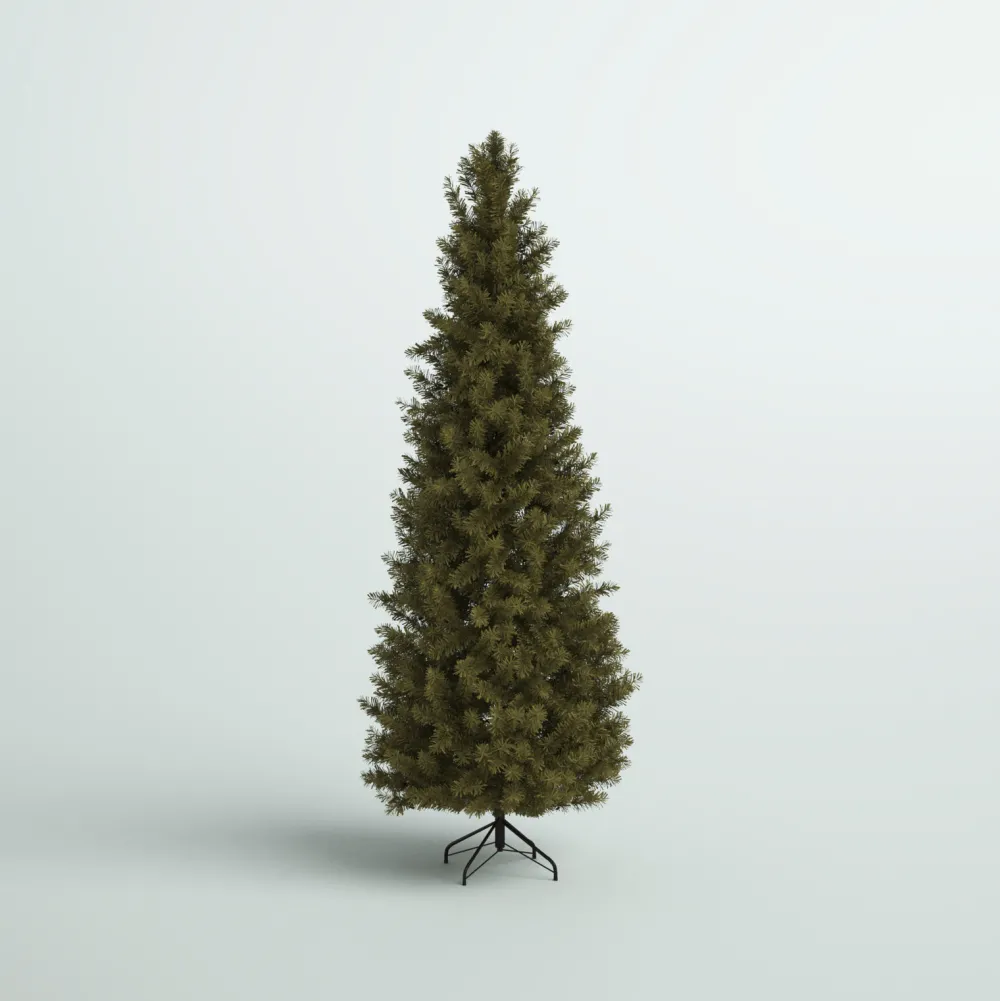 Pre-Lit Christmas Trees*Mercury Row Omusa 6.5' Slender Green Realistic Artificial Fir Christmas Tree With 300 Led Color Changing/Combination Lights