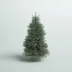 Pre-Lit Christmas Trees*Mercury Row Omusa Blue Fir Christmas Tree With Clear/White Lights