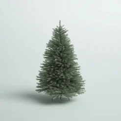 Pre-Lit Christmas Trees*Mercury Row Omusa Blue Fir Christmas Tree With Clear/White Lights