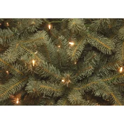 Pre-Lit Christmas Trees*Mercury Row Omusa Blue Fir Christmas Tree With Clear/White Lights