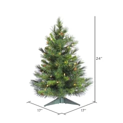 Pre-Lit Christmas Trees*The Twillery Co. Parkhur 2' Green Pine Artificial Christmas Tree With 50 Clear/White Lights