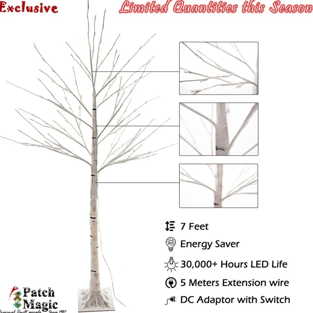Pre-Lit Christmas Trees*The Holiday Aisle Patch Magic Led 7' White Birch Artificial Christmas Tree With 160 Clear/White Lights