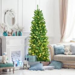Pre-Lit Christmas Trees*The Holiday Aisle Pencil 6' Green Fir Christmas Tree With 250 Clear/White Lights
