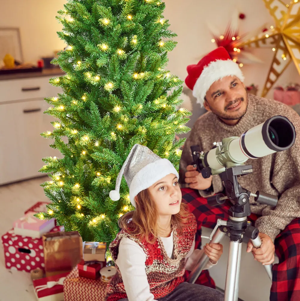Pre-Lit Christmas Trees*The Holiday Aisle Pencil 6' Green Fir Christmas Tree With 250 Clear/White Lights