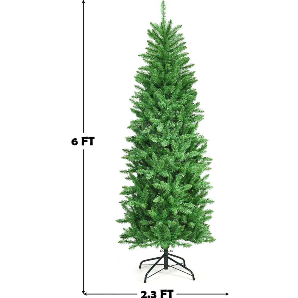 Pre-Lit Christmas Trees*The Holiday Aisle Pencil 6' Green Fir Christmas Tree With 250 Clear/White Lights