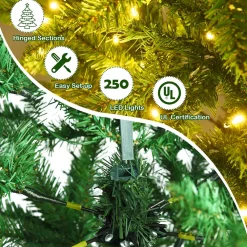 Pre-Lit Christmas Trees*The Holiday Aisle Pencil 6' Green Fir Christmas Tree With 250 Clear/White Lights