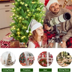 Pre-Lit Christmas Trees*The Holiday Aisle Pencil 6' Green Fir Christmas Tree With 250 Clear/White Lights