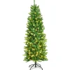Pre-Lit Christmas Trees*The Holiday Aisle Pencil 6' Green Pine Artificial Christmas Tree With 250 White Lights