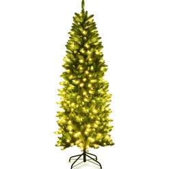 Pre-Lit Christmas Trees*The Holiday Aisle Pencil 6' Green Pine Artificial Christmas Tree With 250 White Lights