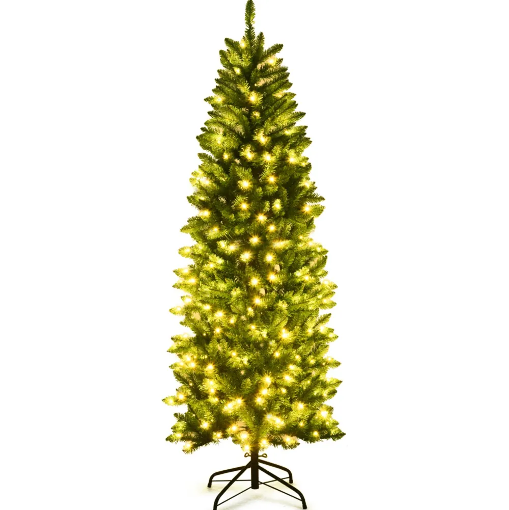 Pre-Lit Christmas Trees*The Holiday Aisle Pencil 6' Green Pine Artificial Christmas Tree With 250 White Lights