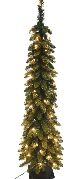 Pre-Lit Christmas Trees*The Holiday Aisle Pencil Slim 6' Green Fir Artificial Christmas Tree With 150 Ul Warm White Lights
