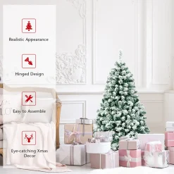 Pre-Lit Christmas Trees*The Holiday Aisle Pre-Lit 4.5' Green/White Pine Artificial Christmas Tree With 200 Clear/White Lights