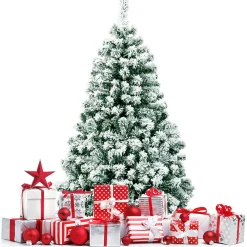 Pre-Lit Christmas Trees*The Holiday Aisle Pre-Lit 4.5' Green/White Pine Artificial Christmas Tree With 200 Clear/White Lights