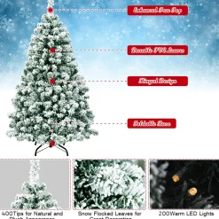 Pre-Lit Christmas Trees*The Holiday Aisle Pre-Lit 4.5' Green/White Pine Artificial Christmas Tree With 200 Clear/White Lights