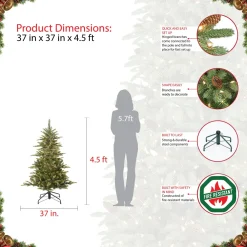 Pre-Lit Christmas Trees*Steelside Pre-Lit Aspen Green Fir Artificial Christmas Tree With Clear/White Lights