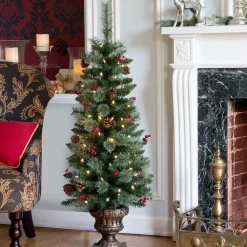 Pre-Lit Christmas Trees*Three Posts Pre-Lit Carolina 4' Green Spruce Artificial Christmas Tree With 80 Lighting Color