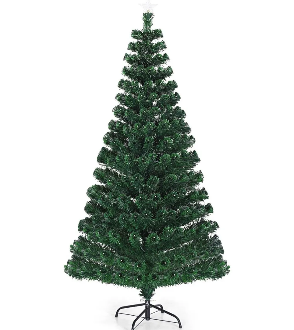 Pre-Lit Christmas Trees*The Holiday Aisle Pre-Lit Fiber Optic Top Star 6' Green Pine Artificial Christmas Tree With 230 Multi-Color Lights