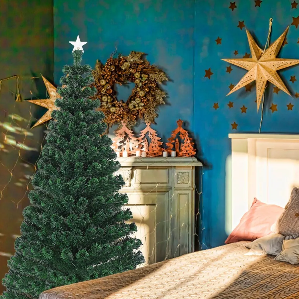 Pre-Lit Christmas Trees*The Holiday Aisle Pre-Lit Fiber Optic Top Star 6' Green Pine Artificial Christmas Tree With 230 Multi-Color Lights