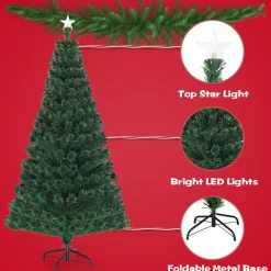 Pre-Lit Christmas Trees*The Holiday Aisle Pre-Lit Fiber Optic Top Star 6' Green Pine Artificial Christmas Tree With 230 Multi-Color Lights