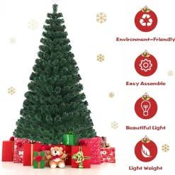 Pre-Lit Christmas Trees*The Holiday Aisle Pre-Lit Fiber Optic Top Star 6' Green Pine Artificial Christmas Tree With 230 Multi-Color Lights