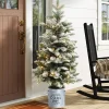 Pre-Lit Christmas Trees*The Holiday Aisle Pre-Lit Porch 3' White/Green Realistic Artificial Fir Christmas Tree With 50 Warm White Lights