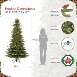 Pre-Lit Christmas Trees*The Holiday Aisle Pre-Lit Slim Aspen Green Fir Artificial Christmas Tree With Warm White Lights