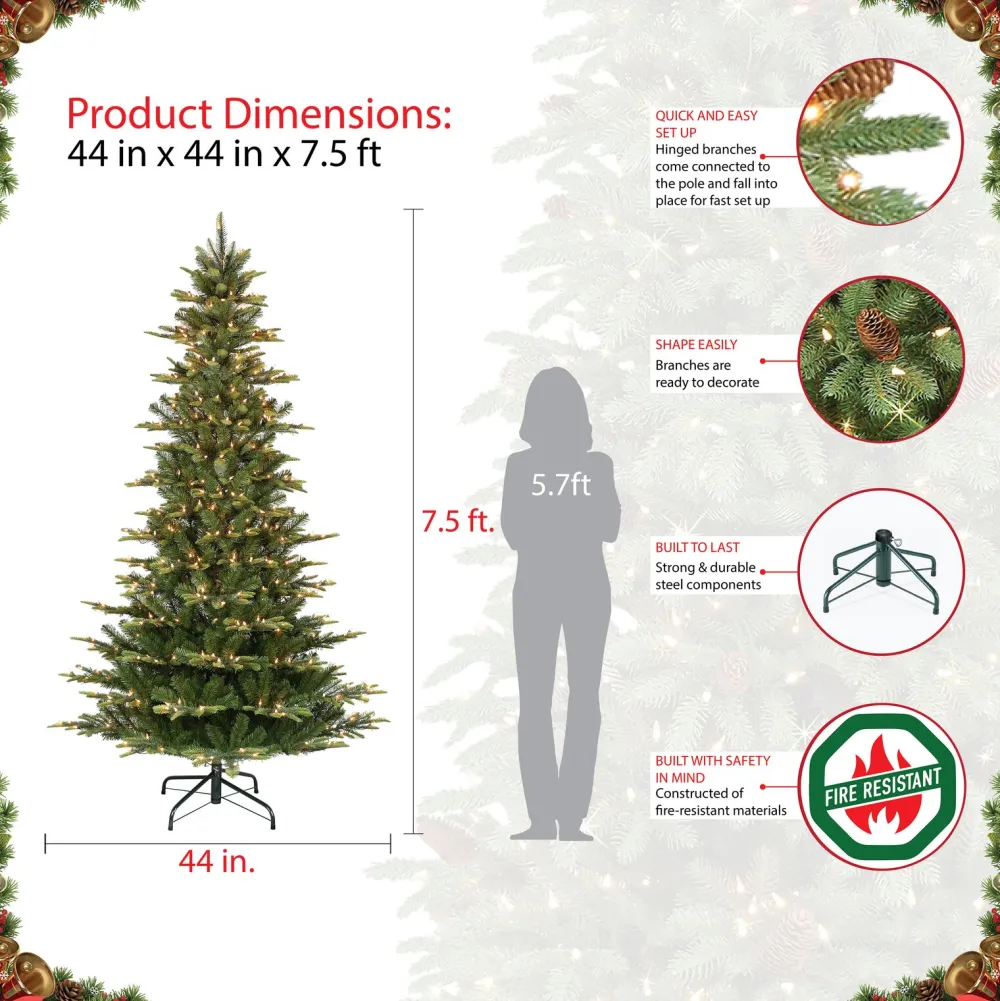 Pre-Lit Christmas Trees*The Holiday Aisle Pre-Lit Slim Aspen Green Fir Artificial Christmas Tree With Warm White Lights